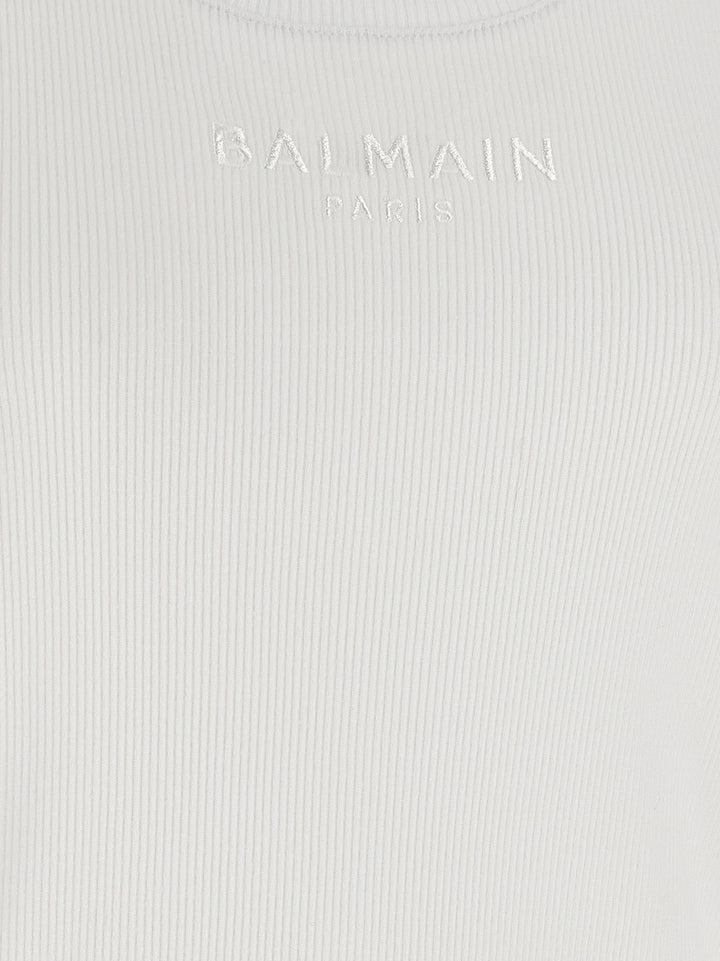 Balmain Logo Embroidery Tank Top Top - Bianco | 2a32d027747c7a13544c1f6b507218979b6da128