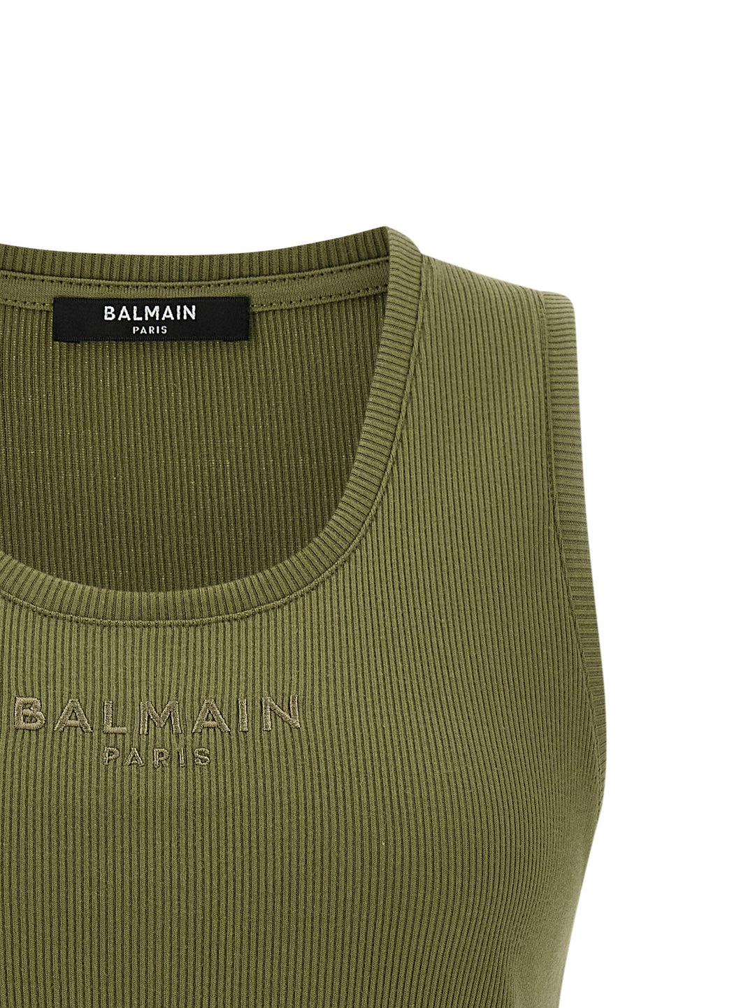 Balmain Logo Embroidery Tank Top Top - Verde | 7c025b3bbceea6c9fe56d104362db3d10b96f00d