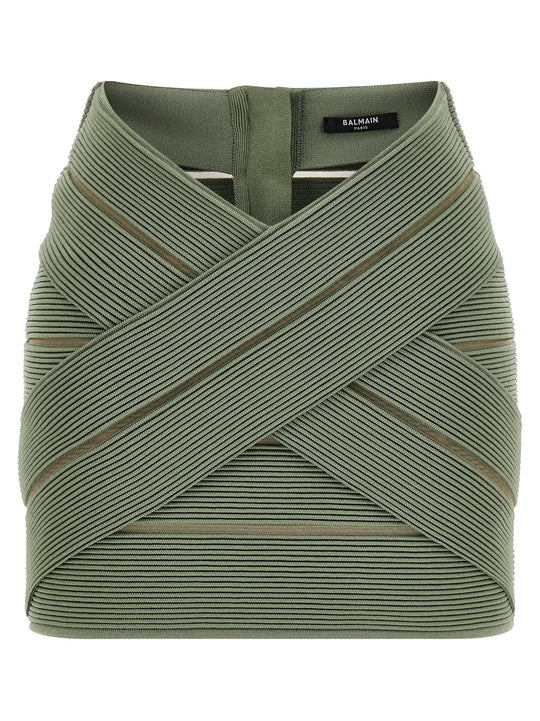 V-Shaped Waist Skirt Gonne Verde