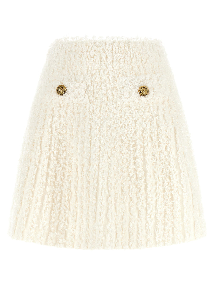 Balmain Plumetis Tweed Skirt Gonne - Bianco | 5a44d5b2574f8f377b428a4a14d96a956d13e70d