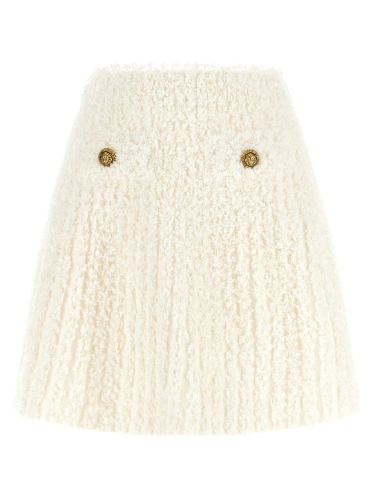 Plumetis Tweed Skirt Gonne Bianco