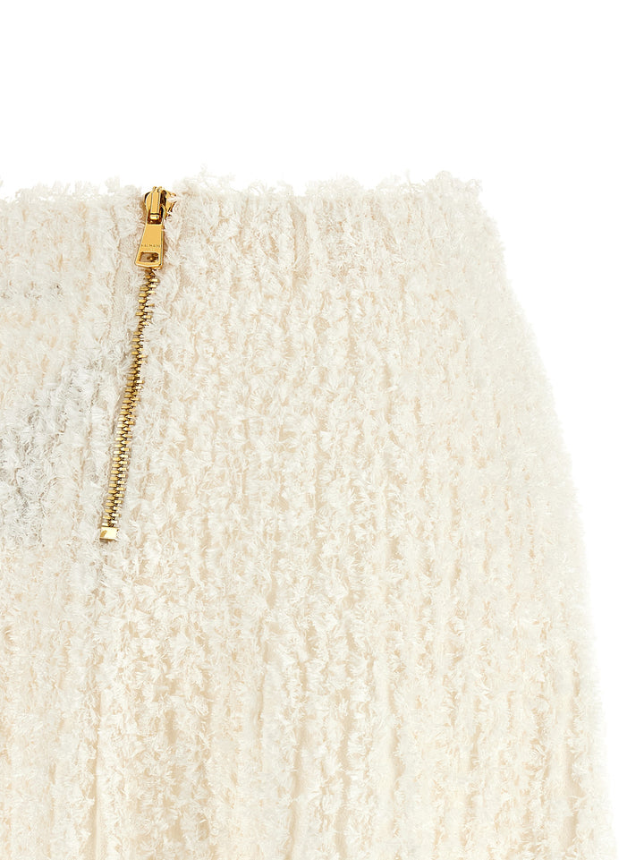 Balmain Plumetis Tweed Skirt Gonne - Bianco | 6858b10b3c0a9839b43e143798ad32d0d662b3c9