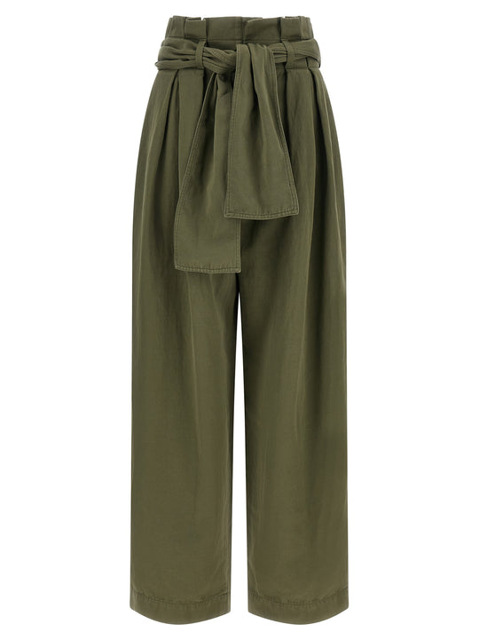 High Waist Pantaloni Verde