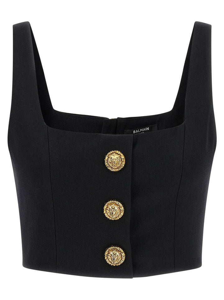 Balmain Button Top Top - Nero | 947235ff289211a0d03bea670fec7575cec67cff