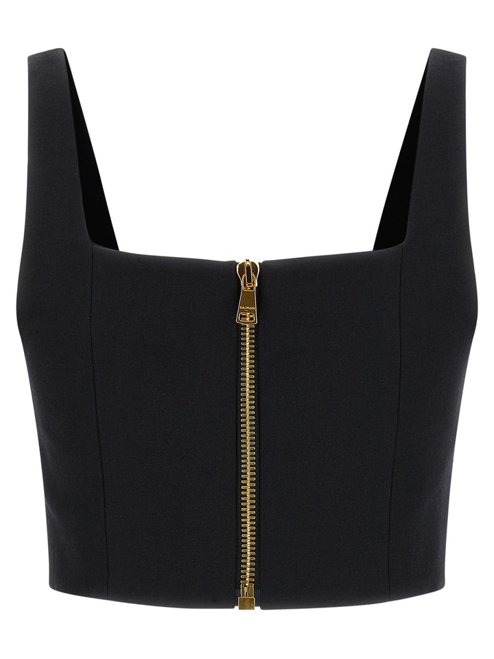 Balmain Button Top Top - Nero | 39a3a16aa89dd746566c4f77343a63459966fc31