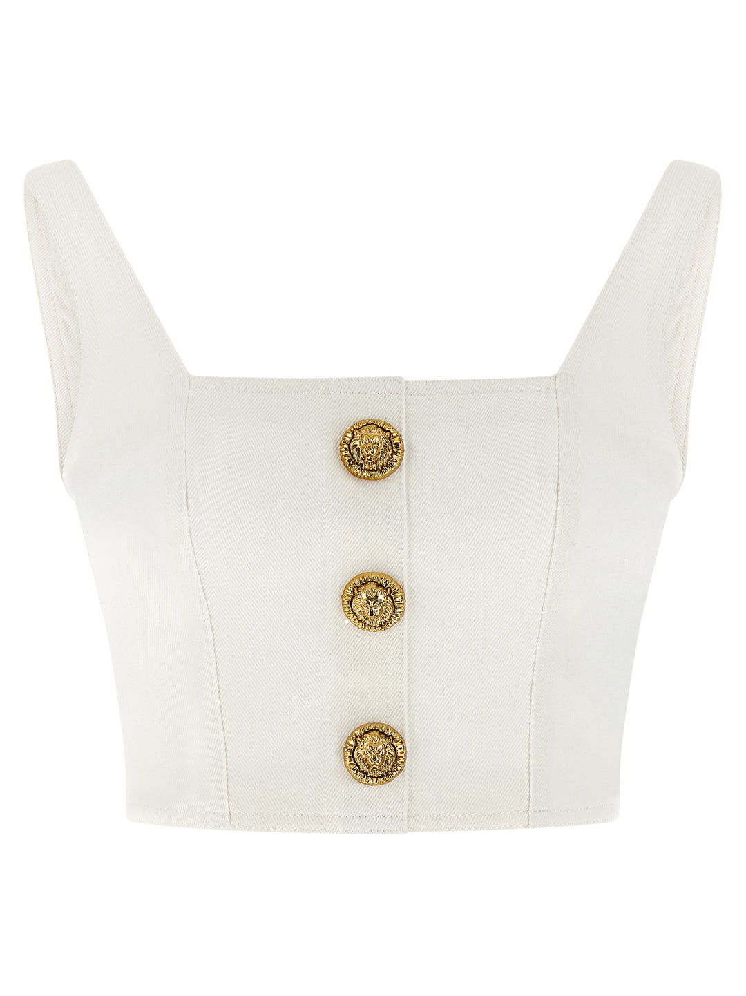 Balmain Button Top Top - Bianco | 6c0400e1bcfd935a21e953b020312da21f8361ae