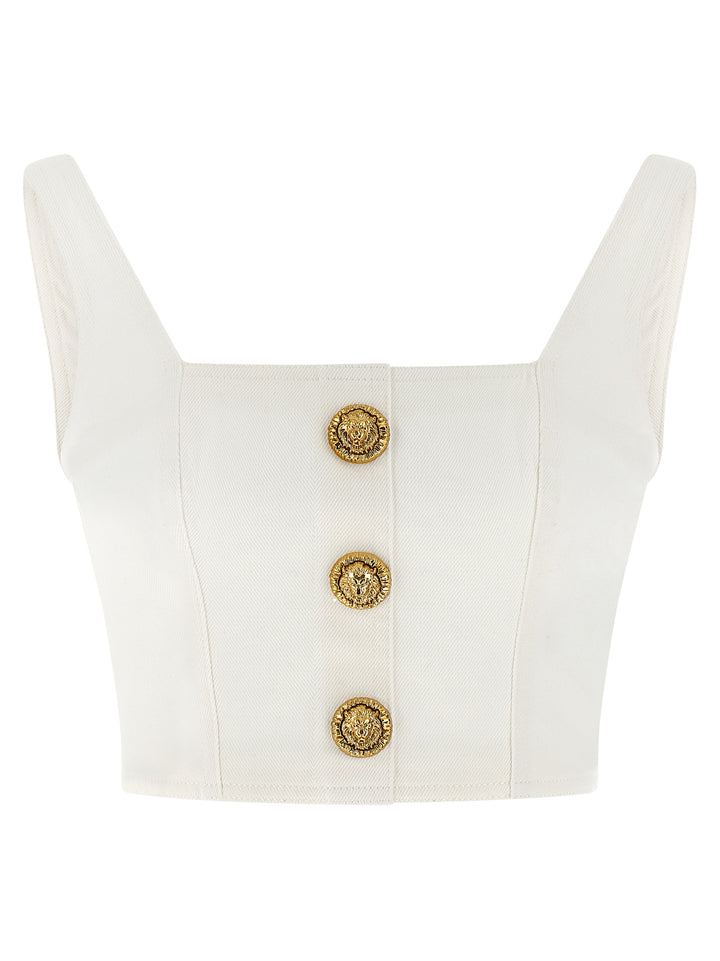 Balmain Button Top Top - Bianco | 6c0400e1bcfd935a21e953b020312da21f8361ae