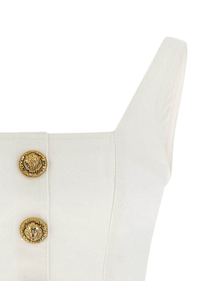 Balmain Button Top Top - Bianco | db1b82d4cf168a57427156d9317071db262a7ce3
