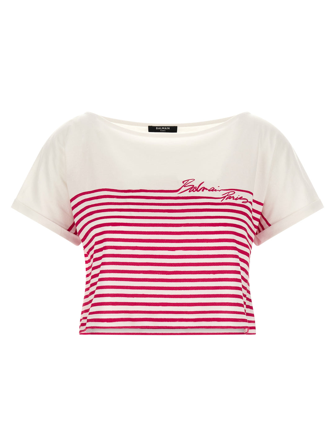 Balmain Marinière T shirt - Fucsia | b06f962258aff44b30806fe57596d4a271edfd75