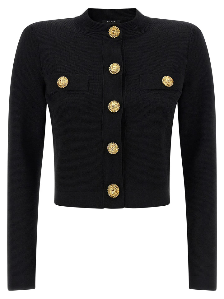 Balmain Cropped Cardigan Maglioni - Nero | 0f6747d8af276bc5935ecab1f8a4006487b56aa0