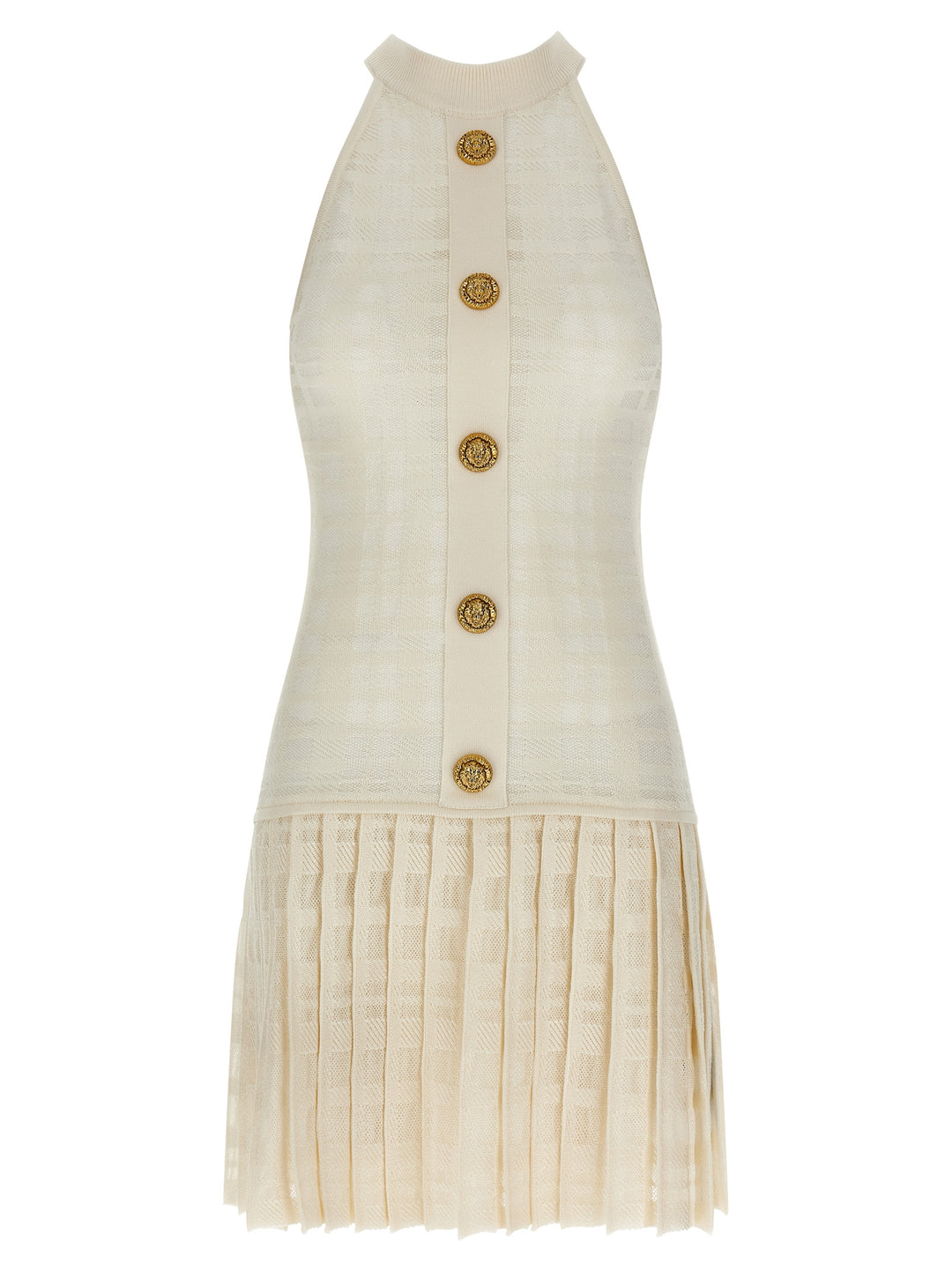 Balmain Tartan Knit Dress Abiti - Bianco | 9a10f8760a44df1d574f12aff41721590ee5e9fc