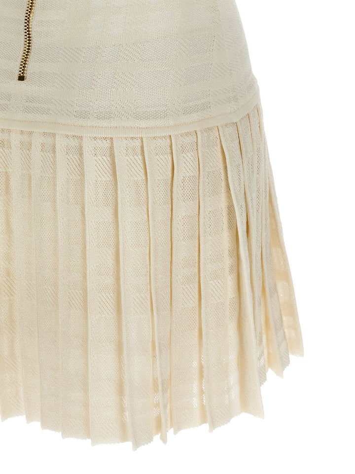 Balmain Tartan Knit Dress Abiti - Bianco | e6dd0d736177453f94de85cc97f5eb7a76a70eae