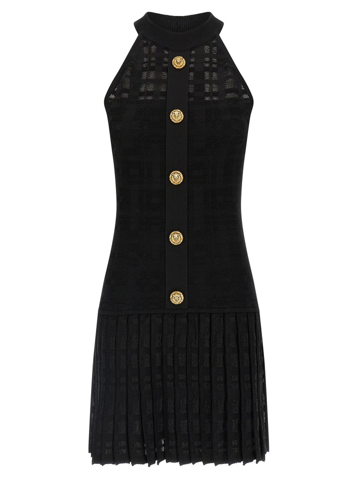 Balmain Tartan Knit Dress Abiti - Nero | b5379473d4fffd36dc6a3fefc9638fc54ad0f36e