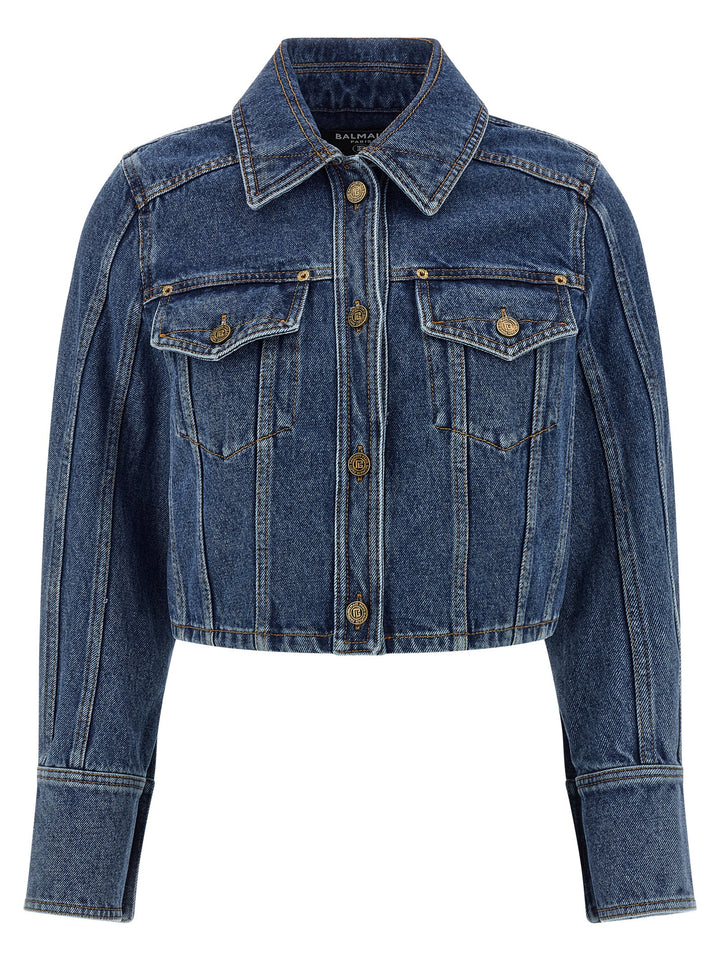 Balmain Denim Jacket Puffer Jackets - Blu | ccc35caf75995a298bf3447209a80960ea89028d