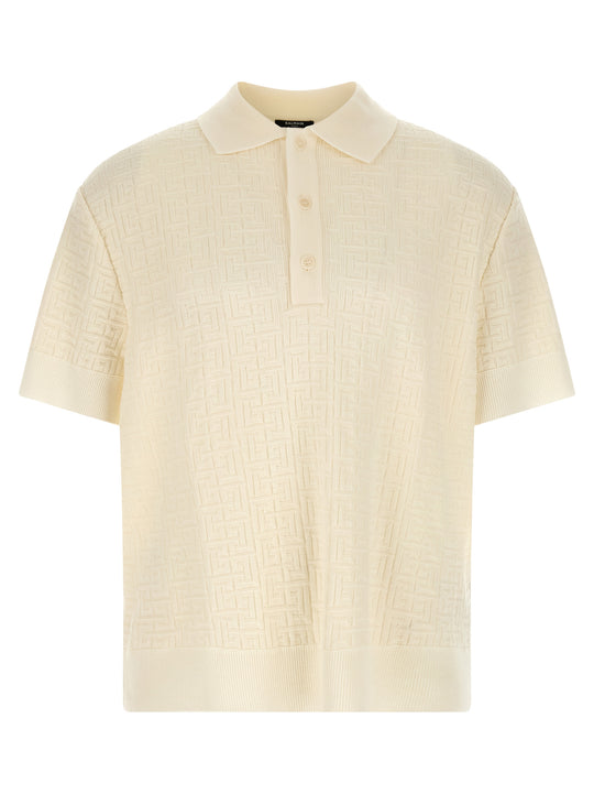 Monogram Jacquard Shirt Polo Bianco