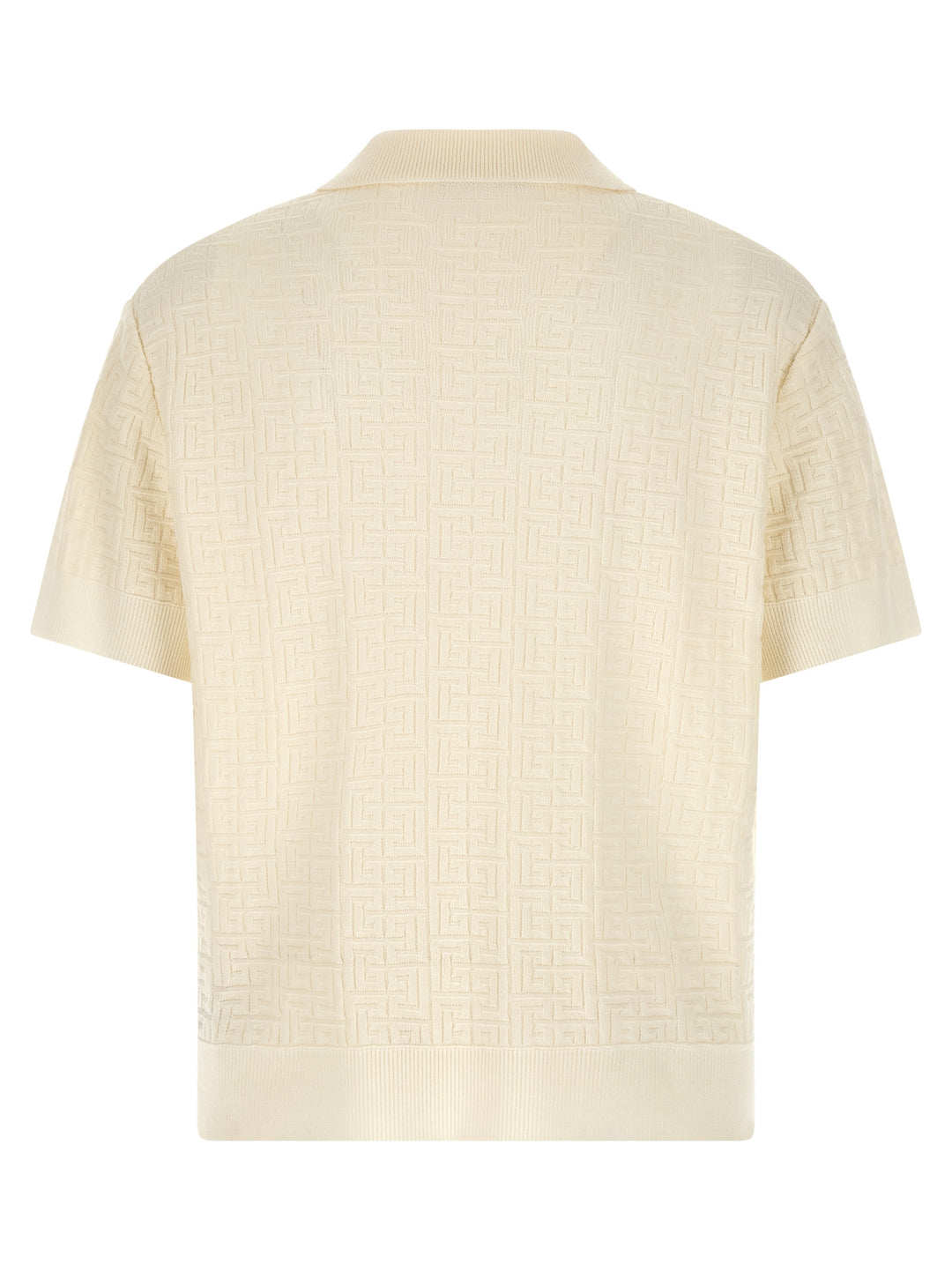 Balmain Monogram Jacquard  Shirt Polo - Bianco | d3bcf4a5670f27c847cedc37918099ab26e851d2