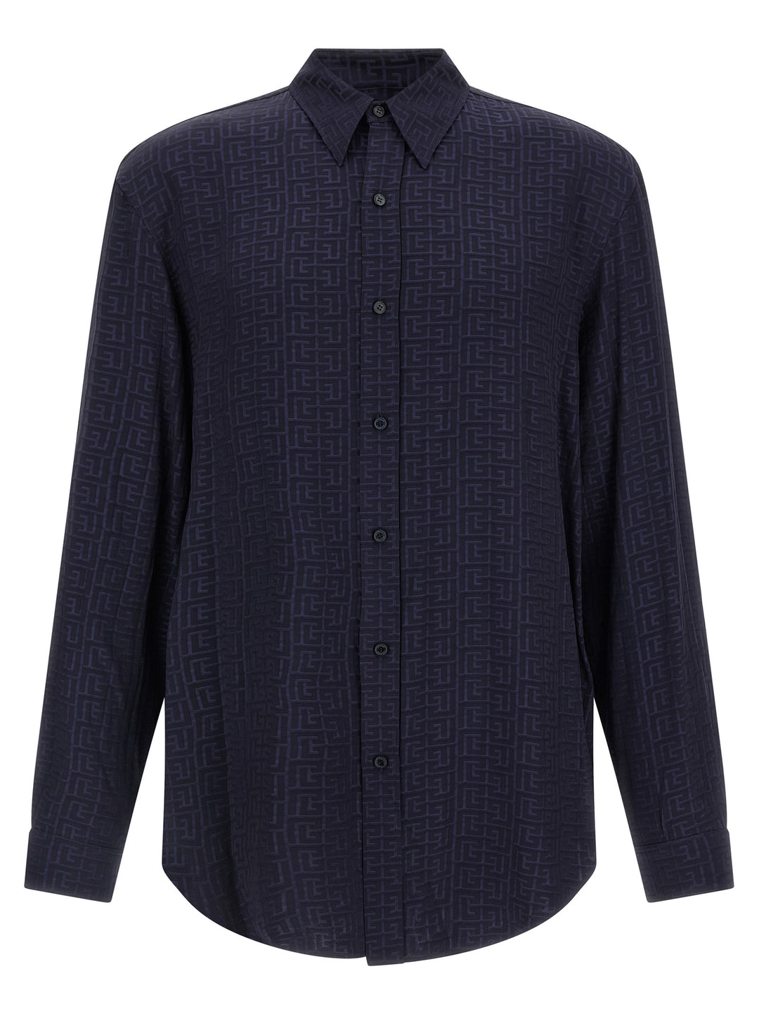 Balmain Jacquard Monogram Shirt Camicie - Blu | 76240479693237193e64f367b21339db5ae2c21b