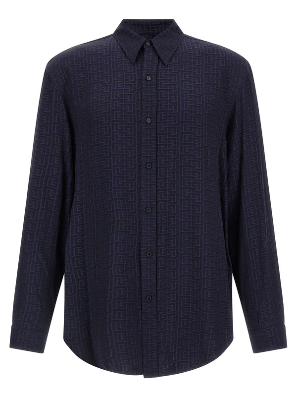 Jacquard Monogram Shirt Camicie Blu