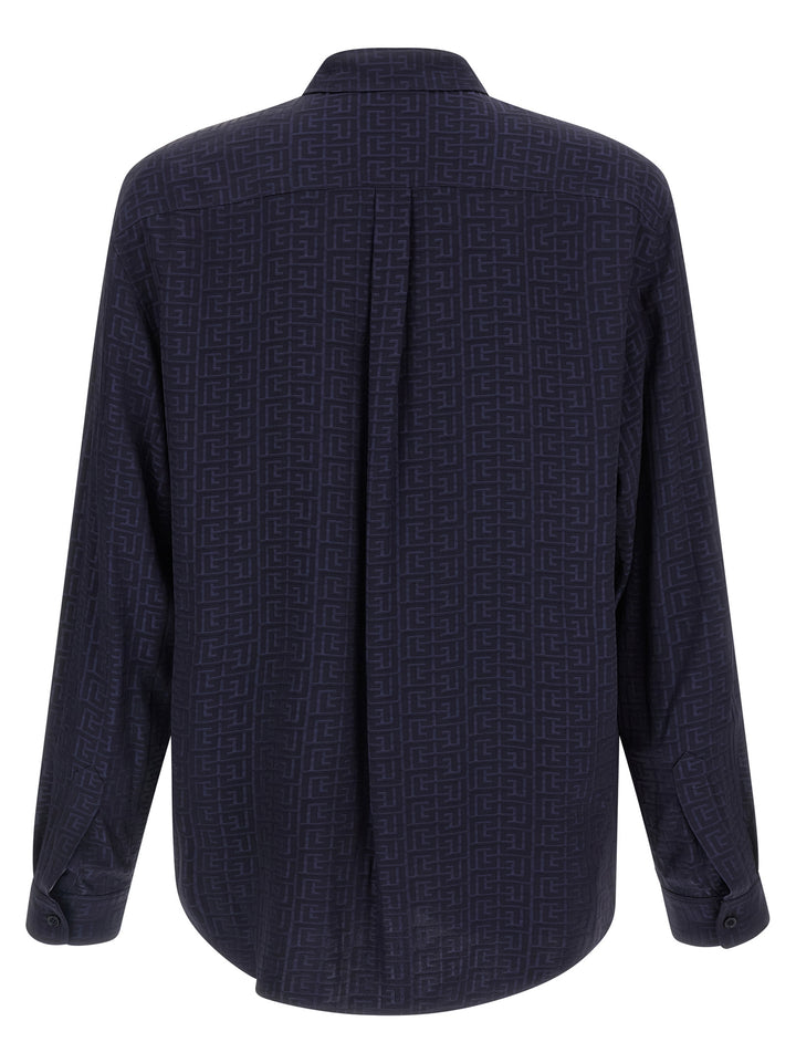 Balmain Jacquard Monogram Shirt Camicie - Blu | 2a64afdeef421cacdd1b92ac4c465e286a7354dd