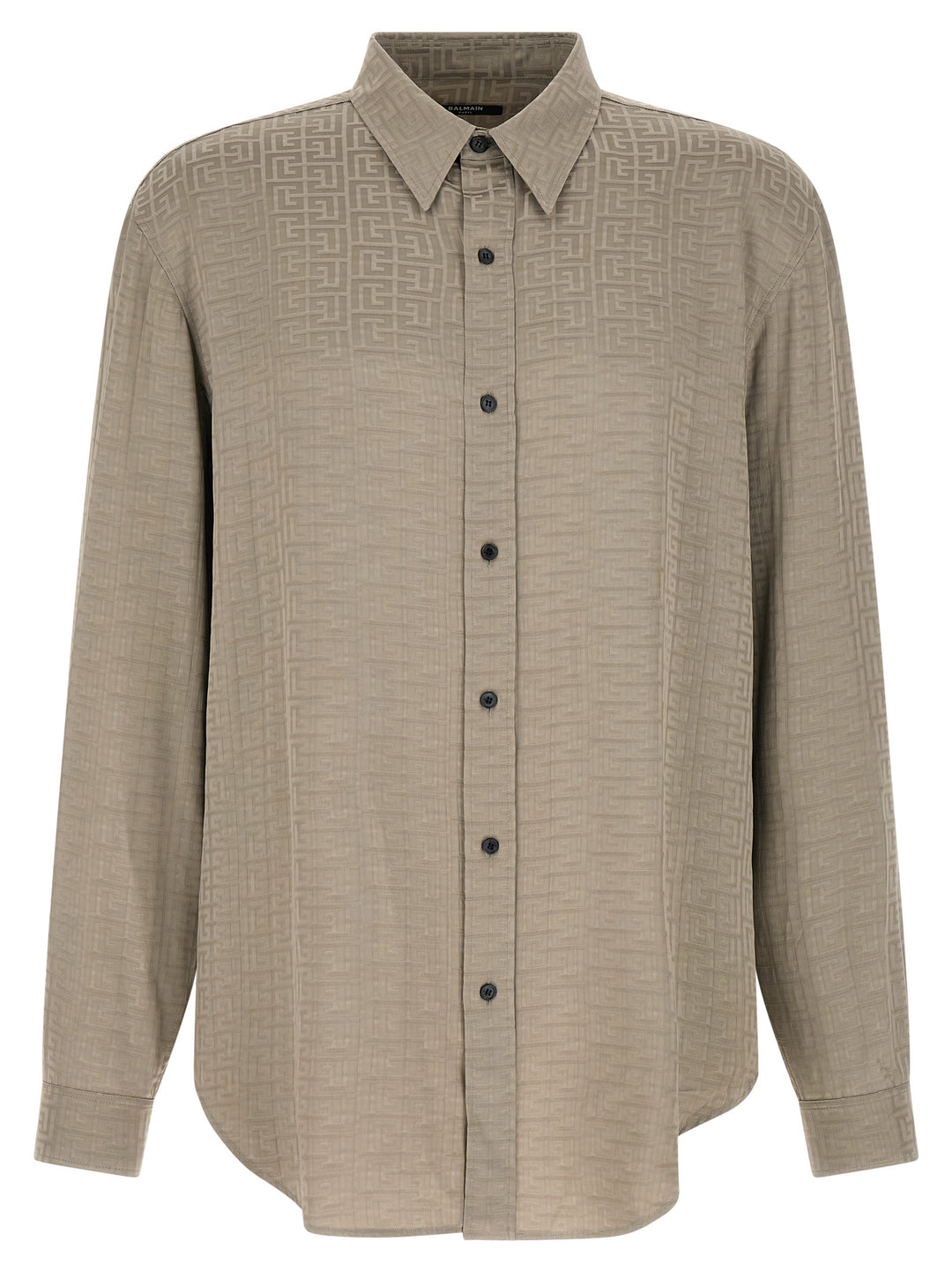 Balmain Jacquard Monogram Shirt Camicie - Grigio | 212abd240bb40463b96e437e3d28302ffc3be794