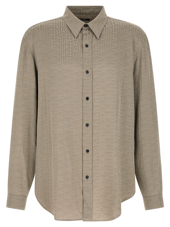 Balmain Jacquard Monogram Shirt Camicie - Grigio | 212abd240bb40463b96e437e3d28302ffc3be794