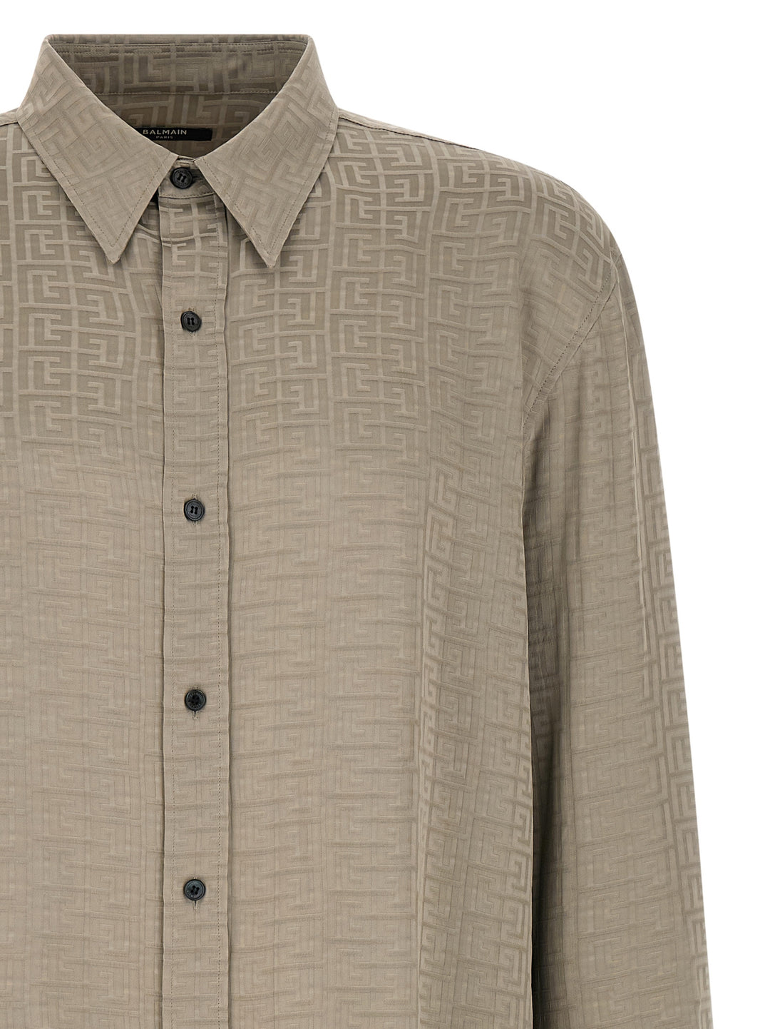 Balmain Jacquard Monogram Shirt Camicie - Grigio | dd1360f56bc60a71d22343a3e668d708aa2aa872