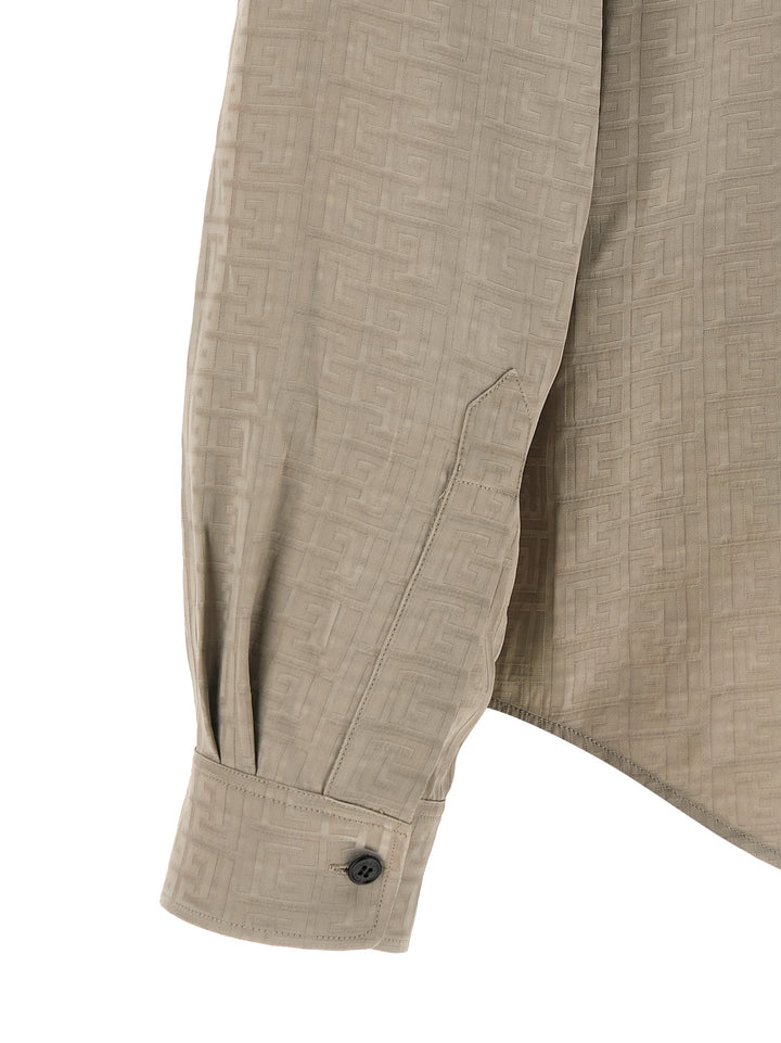 Balmain Jacquard Monogram Shirt Camicie - Grigio | 9f381b7629f4657f44de63fa5de17e43c6ef7b6e