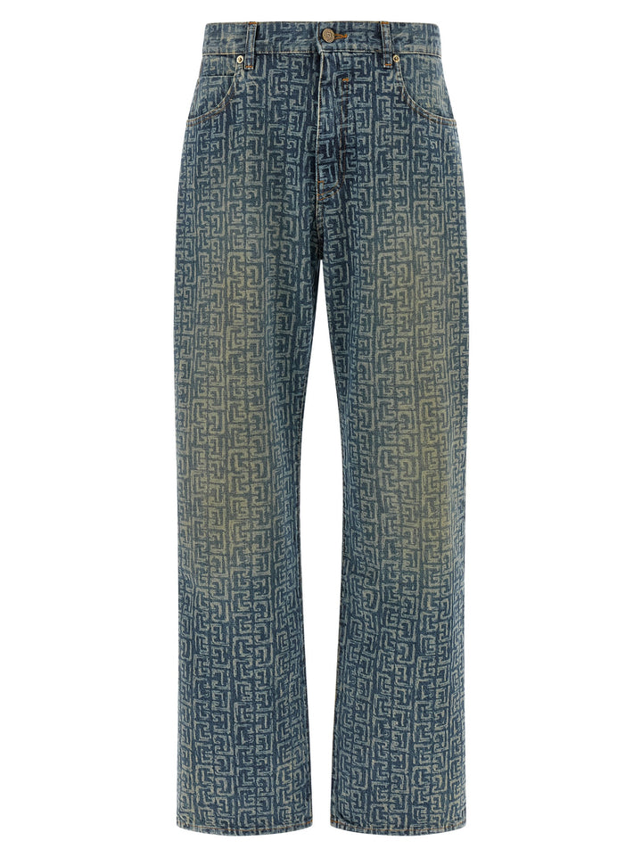Balmain Monogram Jeans - Blu | cbfb489c2b0a89f9475847a471d989f8862ed6ae