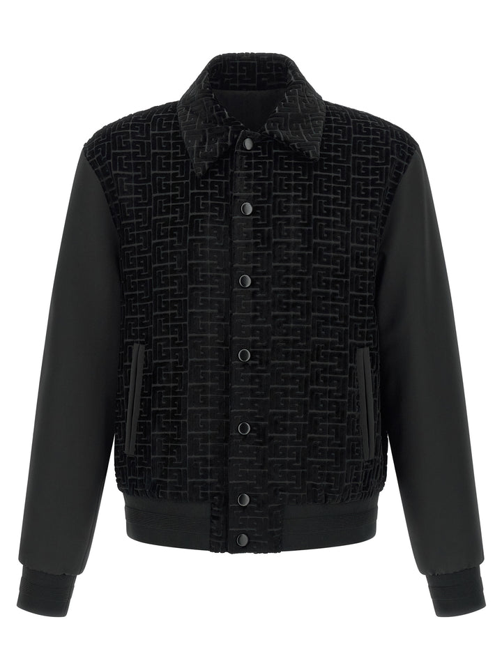 Balmain Velvet Bomber Jacket Puffer Jackets - Nero | 050c6ebec129130d82e80a8ee7cd5796f61a04f9