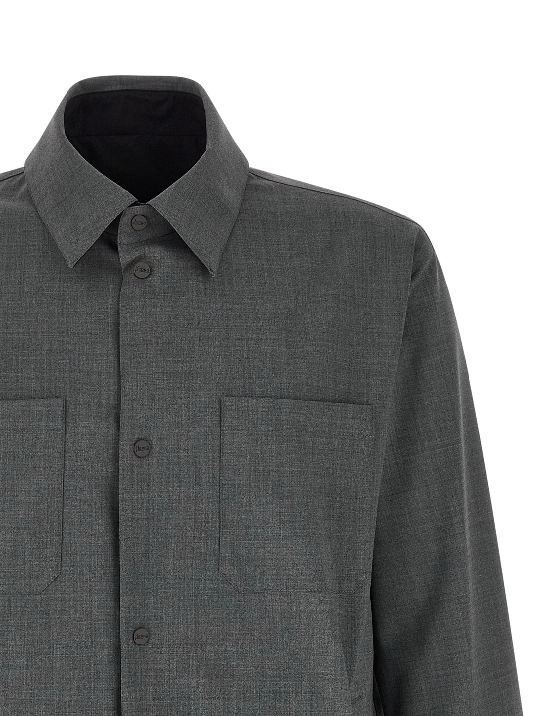Herno Reversible Overshirt Puffer Jackets - Grigio | f02e45151546bc622a338b85835a7d08648949d2
