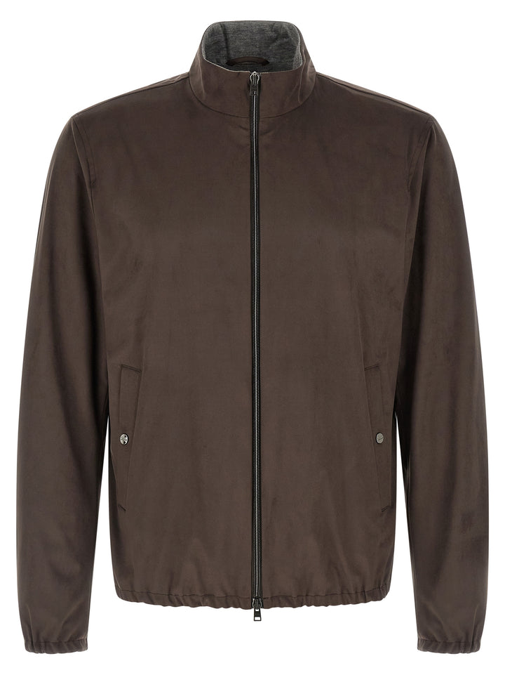Herno Suede Effect Jacket Puffer Jackets - Marrone | a224e978136f290bd057b496bc48fcd245c0bb60