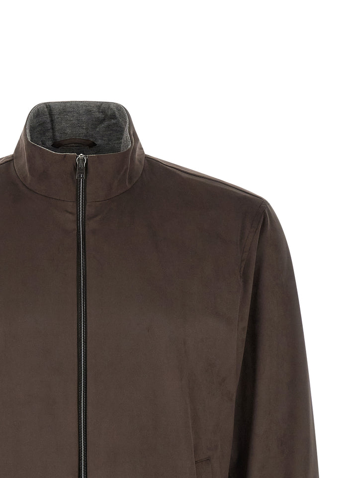Herno Suede Effect Jacket Puffer Jackets - Marrone | 07832ea67ec24711dec40e34bff1878db9bcc510