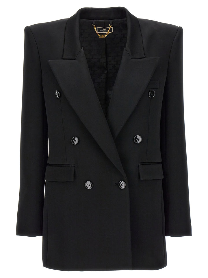 Double-Breasted CrêPe Satin Blazer Blazer And Suits Nero