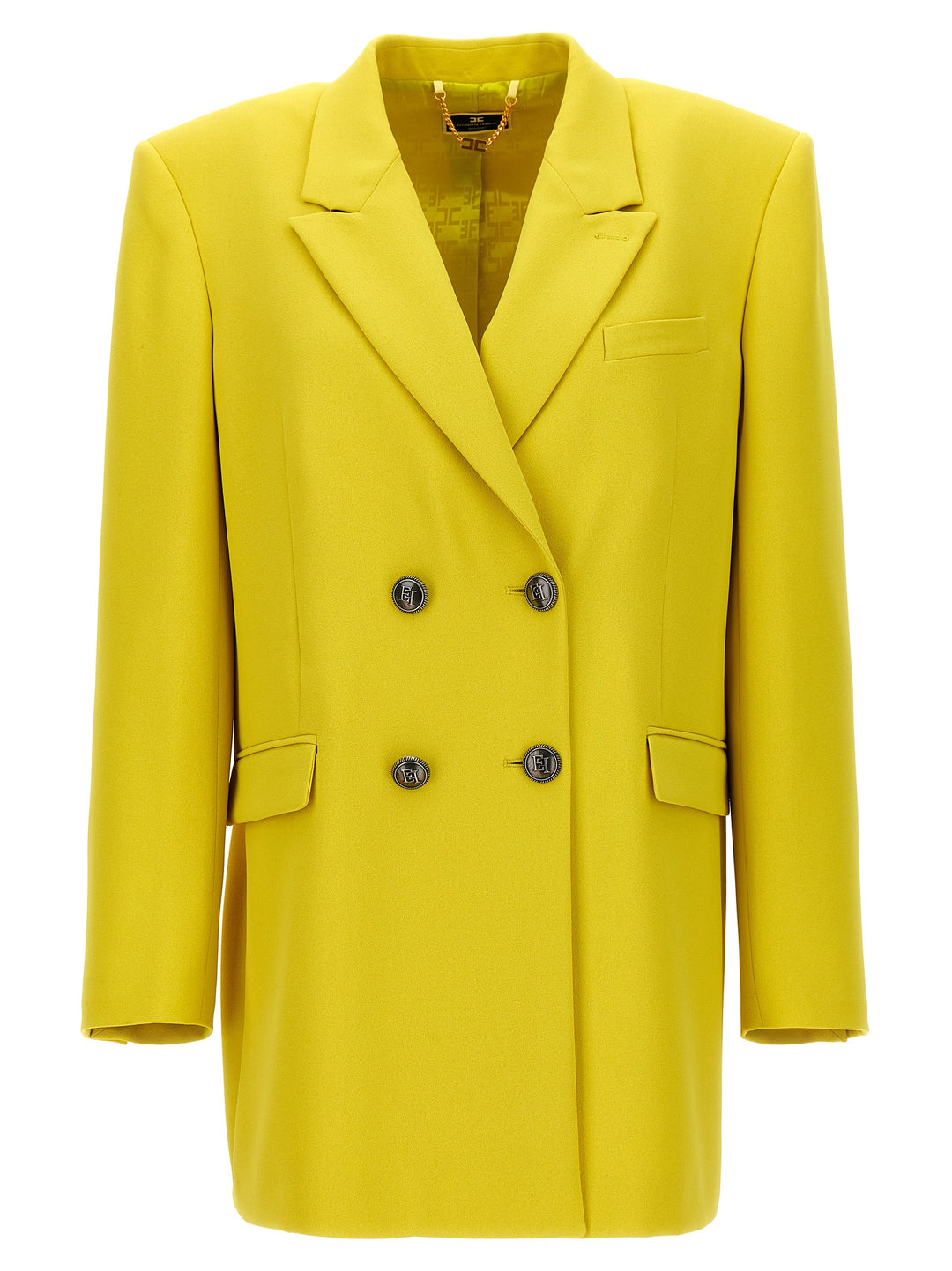 Double-Breasted Blazer With Logo Buttons Blazer And Suits Giallo
