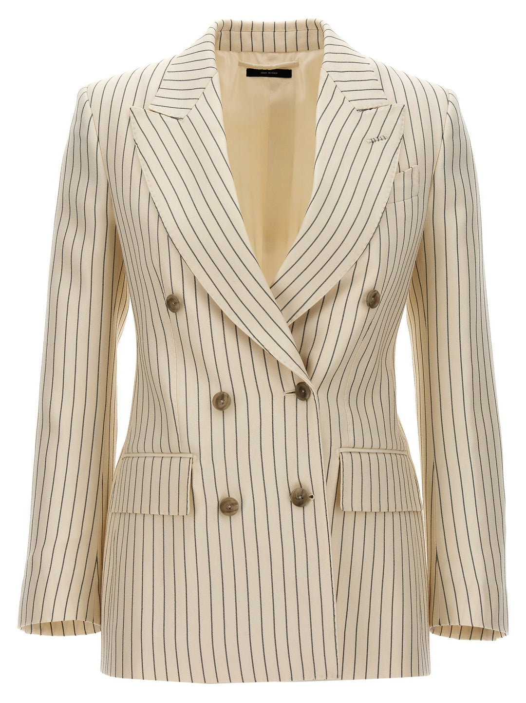 Striped Double-Breasted Blazer Blazer And Suits Bianco/Nero