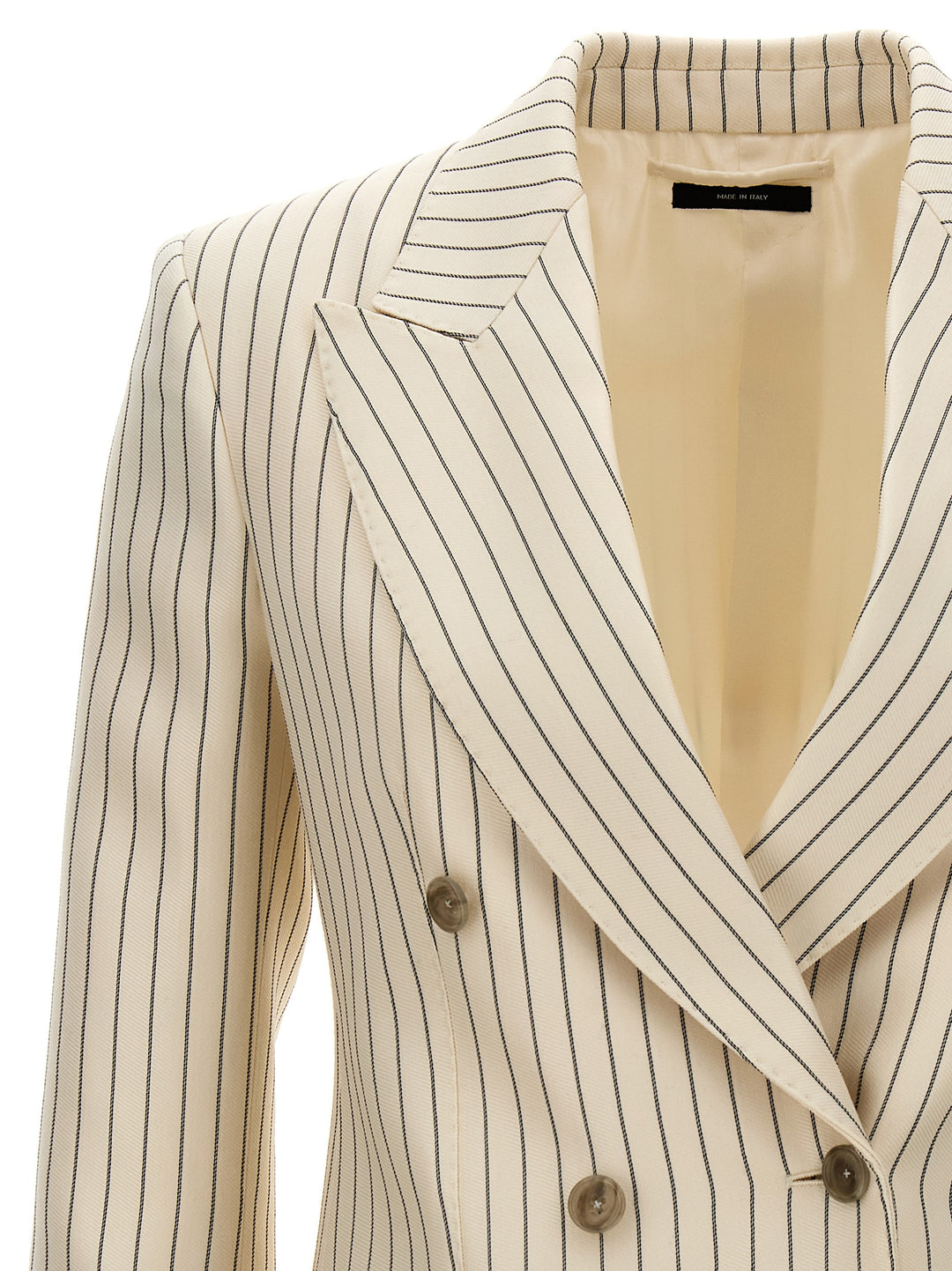 Striped Double-Breasted Blazer Blazer And Suits Bianco/Nero