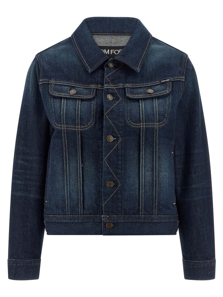 Tom Ford Japanese Denim Jacket Puffer Jackets - Blu | 6408a20d95dcb57828c9a456012fc64036f686e4