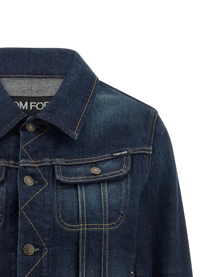 Tom Ford Japanese Denim Jacket Puffer Jackets - Blu | 69ac35f48371faf42af4b800e5b08750658ad32c