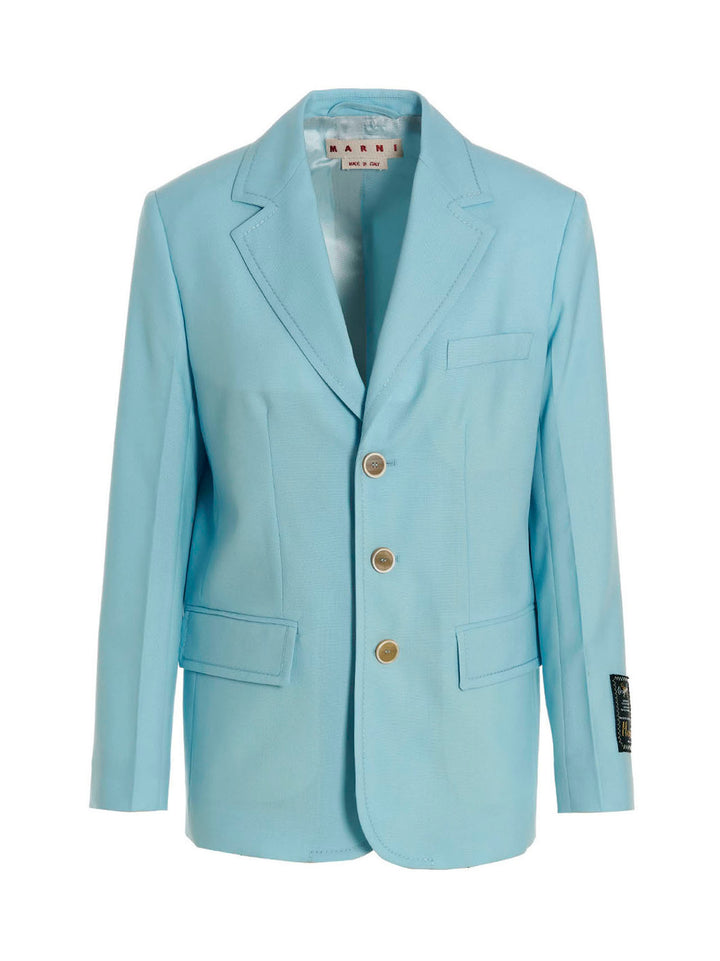 Marni Single-Breasted Blazer Jacket BlazerS - Celeste | 24ecb91e363256fe0cef3ffd334446a391196dc7