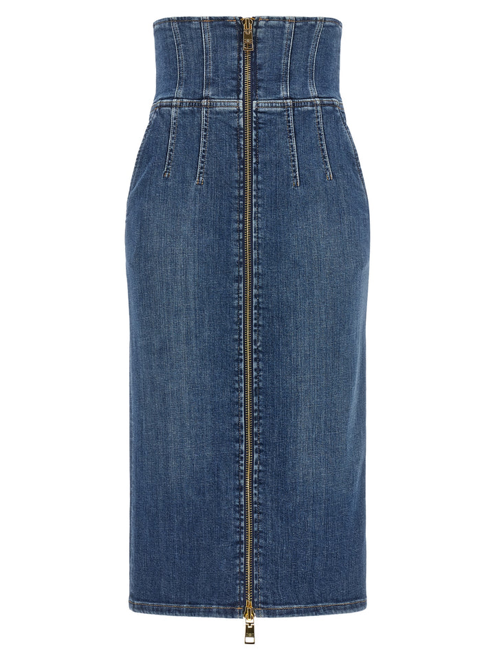 Elisabetta Franchi Denim Skirt Gonne - Blu | 956daef85d4da4affa361b15cb61f5b40d1361e4