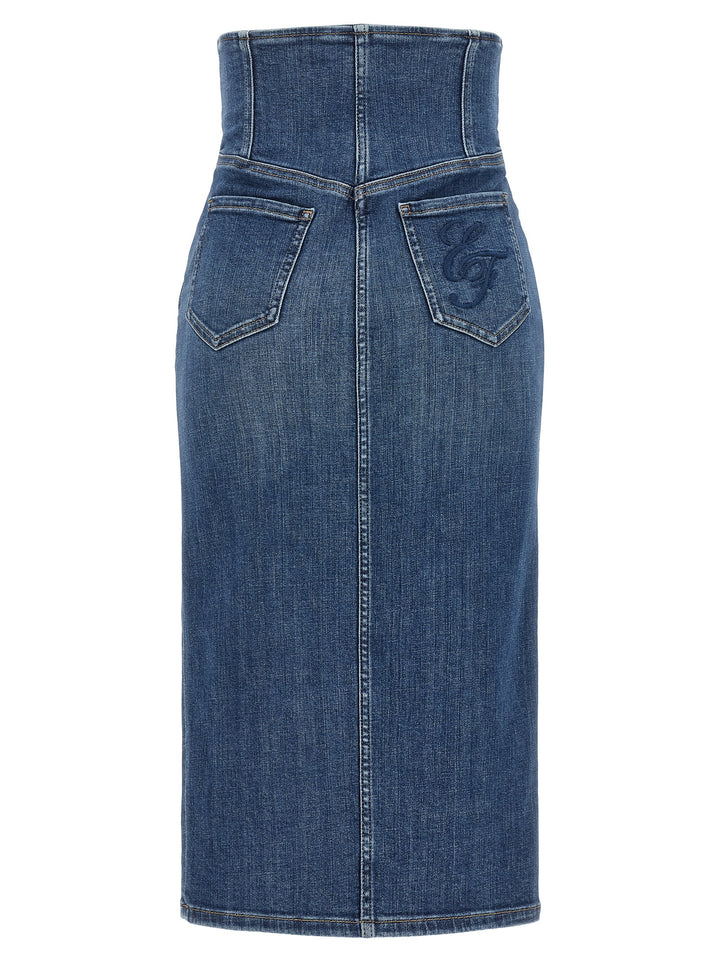 Elisabetta Franchi Denim Skirt Gonne - Blu | 08902415235d931eb51852bbde8f7032a763d105