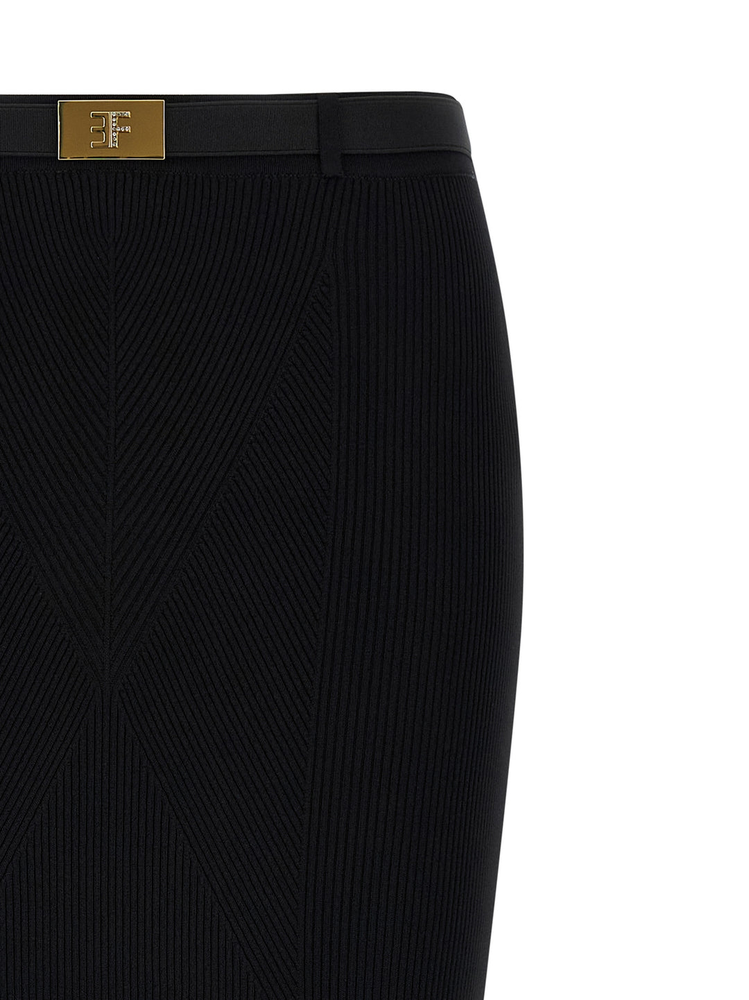 Elisabetta Franchi Ribbed Knit Skirt Gonne - Nero | e6457cb95009193a998da9e046eec64c80d7a6e2
