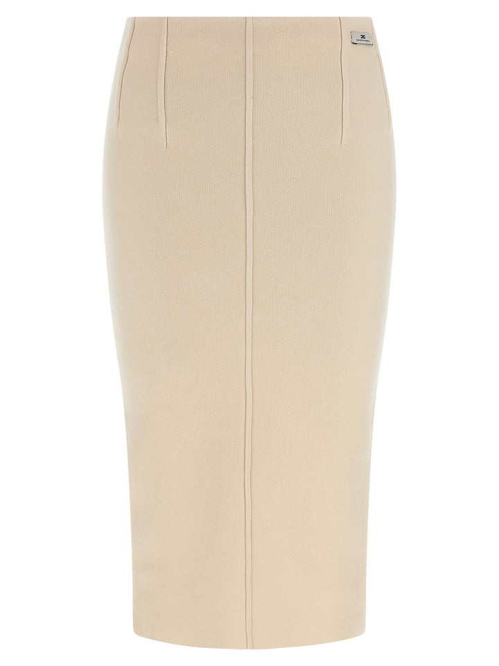 Elisabetta Franchi Fabric Stitch Wool Skirt Gonne - Bianco | 33d3bb39536e661f2c27871cb385be1bbe6e9f60