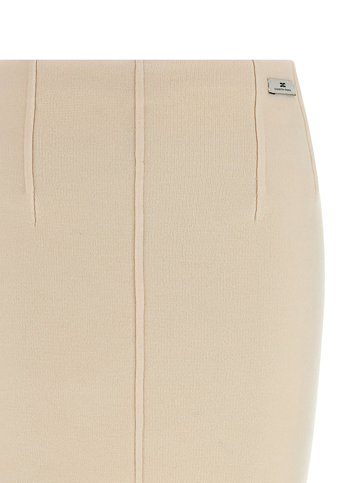 Elisabetta Franchi Fabric Stitch Wool Skirt Gonne - Bianco | e889eb29a8a8ffed97e3f4f357b32cf46f86a264