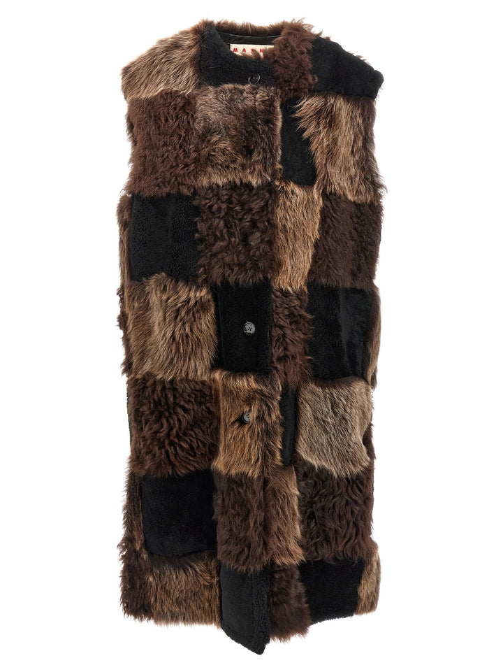 Marni Long Shearling Vest Gilet - Marrone | 4bc3df57bdb1eb2feeb2ac056f86305479cf67db