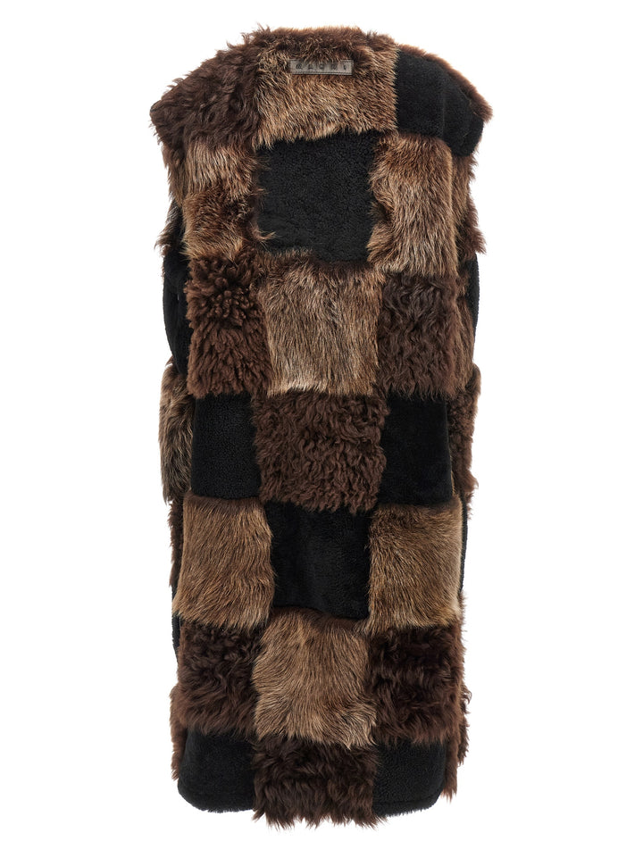 Marni Long Shearling Vest Gilet - Marrone | cac503ba2951a73b5c380e7d239fcbdd70748381