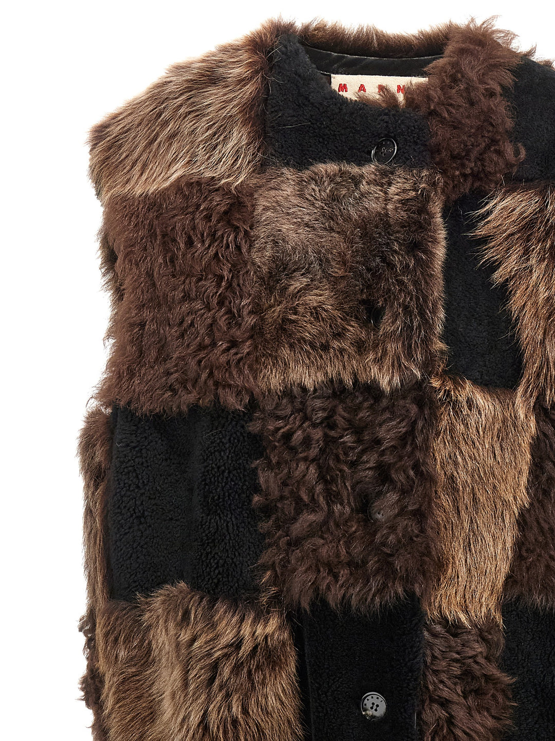 Marni Long Shearling Vest Gilet - Marrone | e3e651b0ced1ced27b4bce098636f6238ad4cfca