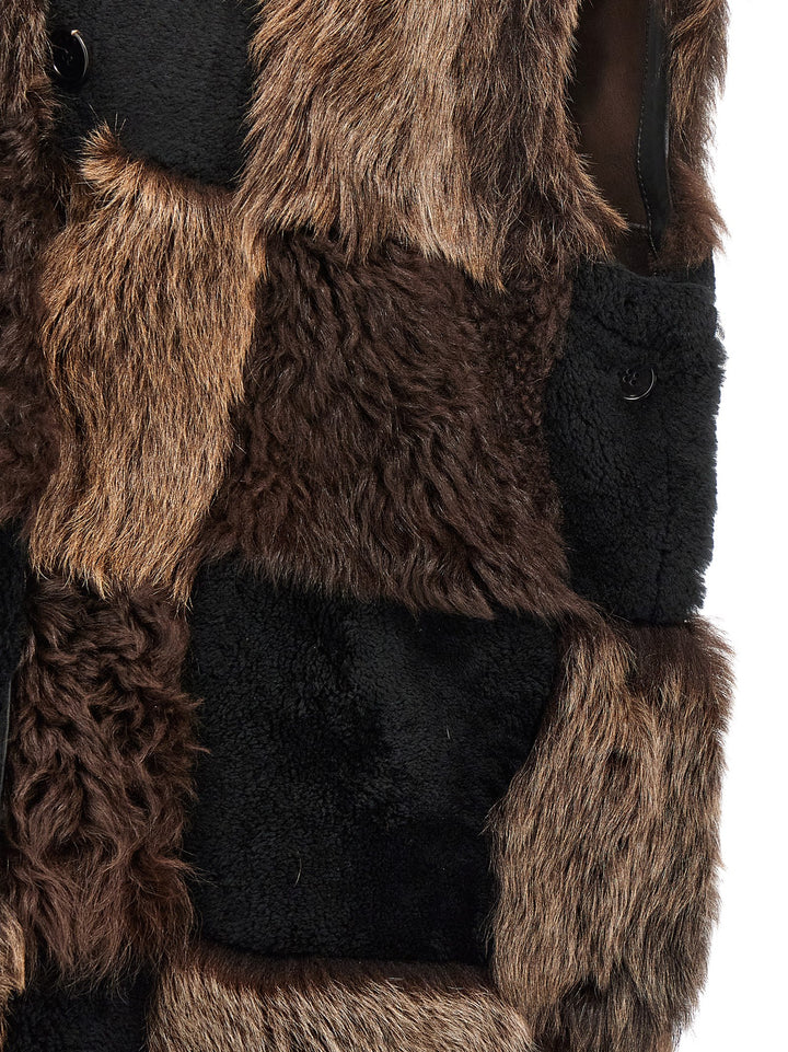 Marni Long Shearling Vest Gilet - Marrone | 21bfee2c9aefee78f606494f84015fc5d8d25a0f