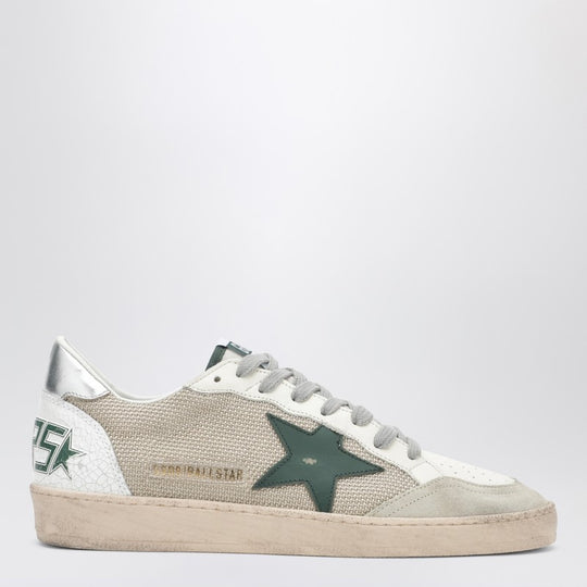 Ballstar Sneakers In White And Green With Vintage Effect