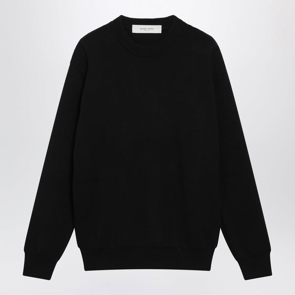 Golden Black Cotton Crewneck Sweater